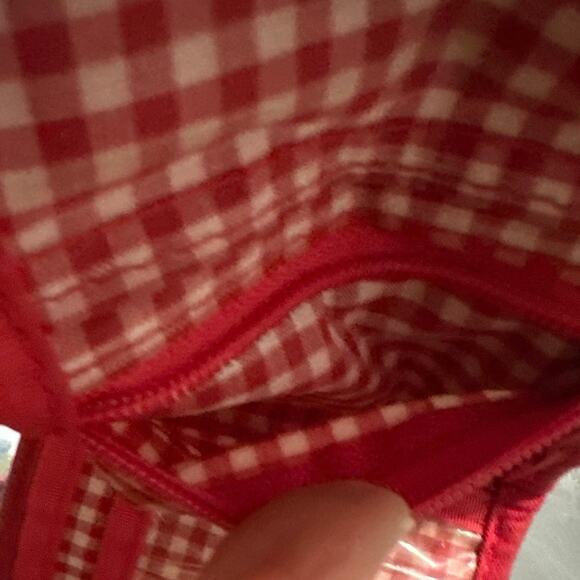 Sanrio Hello Kitty Gingham Rare patch vintage Y2K denim tri fold wallet collecti - Picture 10 of 14